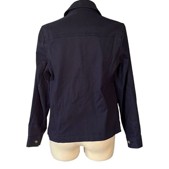 NWT Appleseed’s Navy Blue Button Up Cargo Jean Style Jacket Women’s Medium - Picture 2 of 9